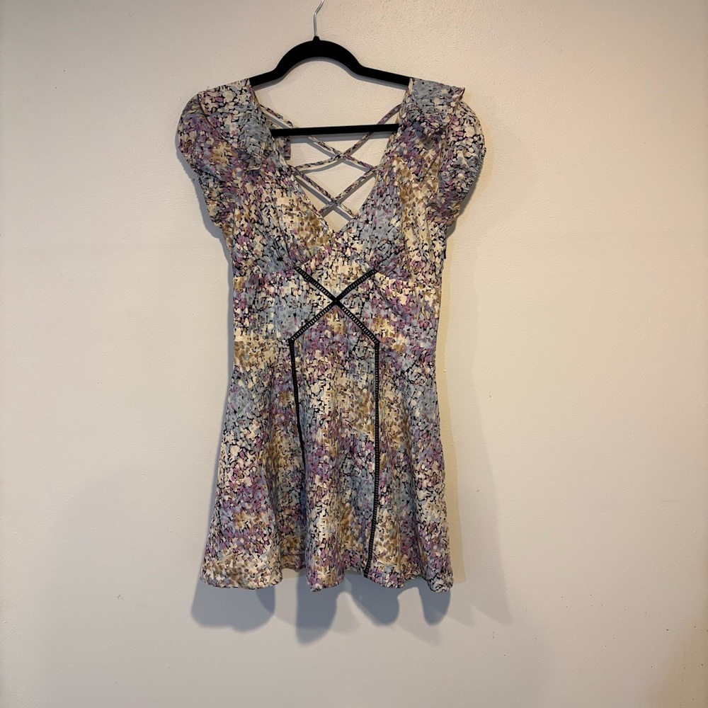 Bebe Multicolor Crisscross Mini Dress